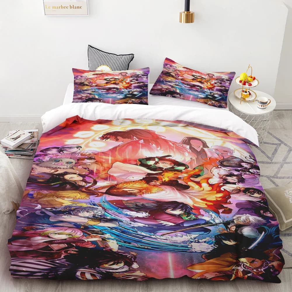 Duvet Cover Demon Slayer Kimetsu No Yaiba Kamado Nezuko Anime Polyester Bedding Set Duvet Cover Set Printed Cartoon Home Decor