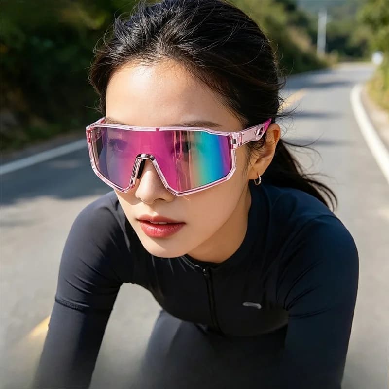 Occhiali da Ciclismo con Montatura Grande, Occhiali da Sole Antivento per Sport all'Aperto, Occhiali da Sci Monoblocco per Uomo e Donna