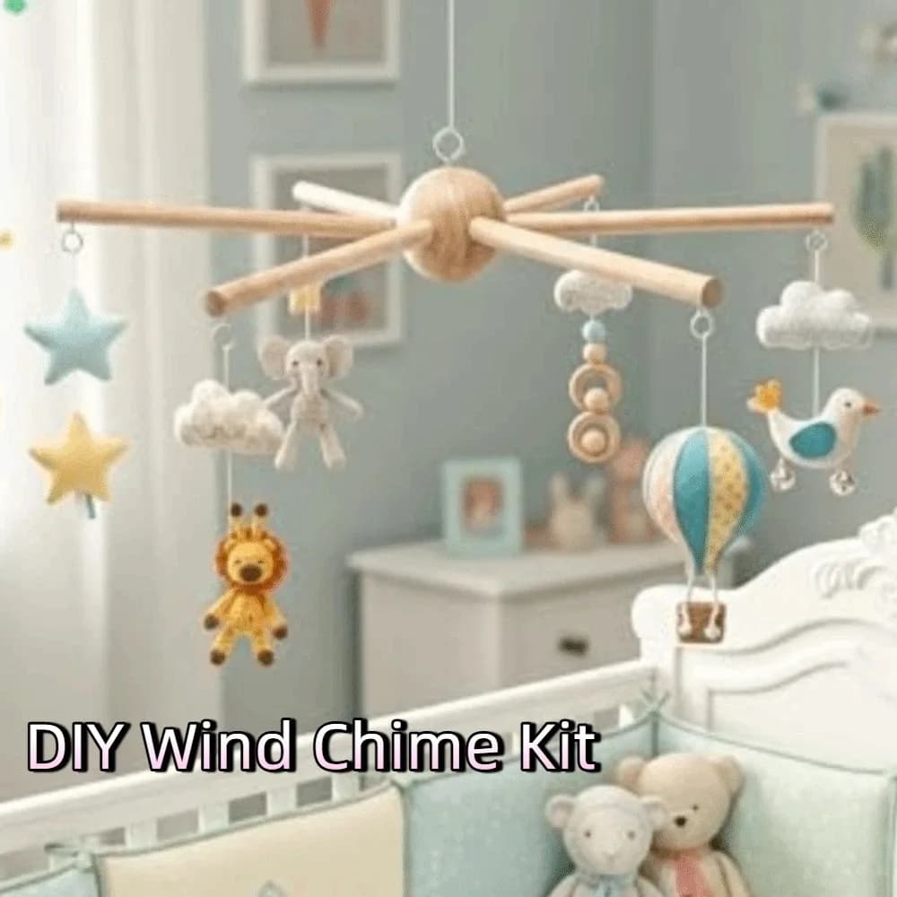 Vintage Style Rotating Wind Chime Rack Smooth Anti-rust Wooden Mobile Frame Natural Hanging Bell Baby Crib Mobile