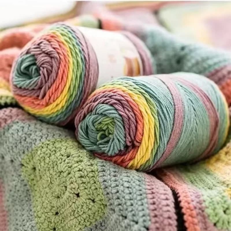 Rainbow Cotton Segment Dyed Wool, Multicolored Thread DIY Scarf Hat Throw Pillow Line Gradual Change Cake Ball Line