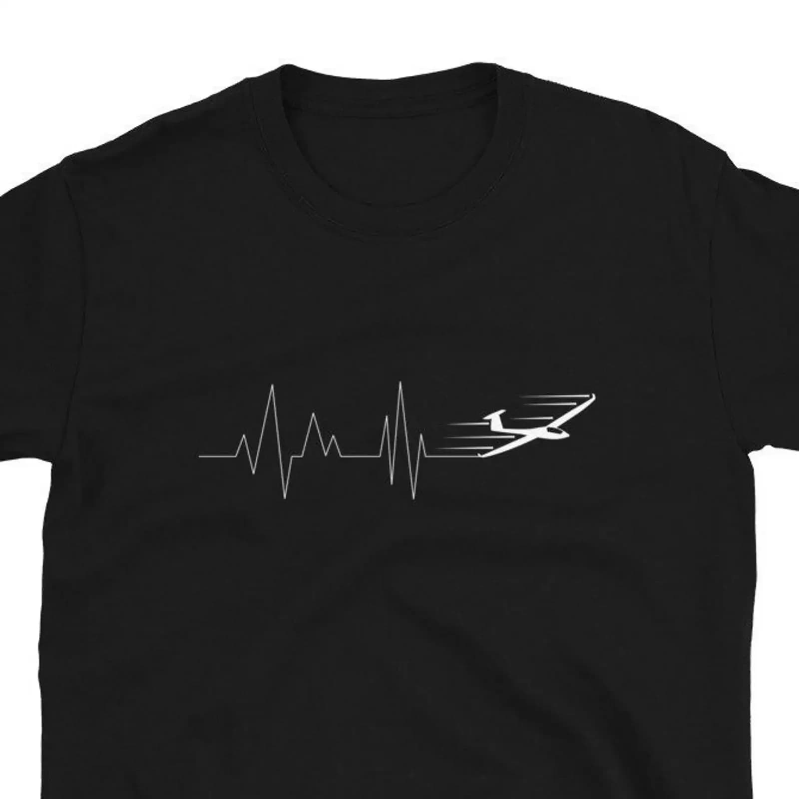 T-shirt Vintage Unisex con Stampa ECG Battito Cardiaco per Pilota, Amante dell'Aviazione, Divertente e Casual