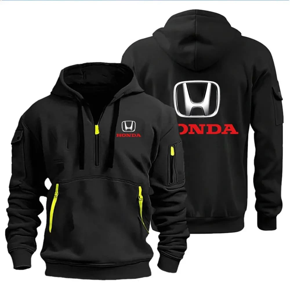 Felpa casual da uomo con logo Honda stampato per autunno e inverno, abbigliamento sportivo, giacca calda in pile, camicia coordinata, abbigliamento per appassionati di corse all'aperto