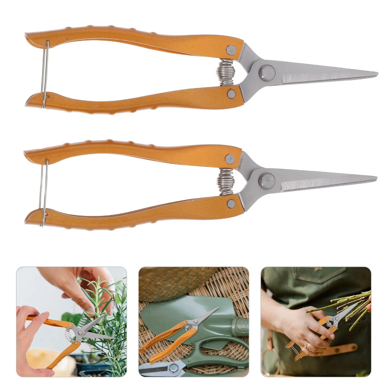 Set of 2 Garden Scissors, Garden Shears Stainless Steel Resistant With Non-slip Grips, Easy to Use, Flower and Plant Scissors