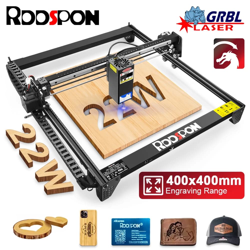 RDDSPON Incisore Laser 12W 22W Potenza Ottica CNC Router di Legno Incisione Macchina Da Taglio FAI DA TE In Acciaio Inox Acrilico Pelle Stampa