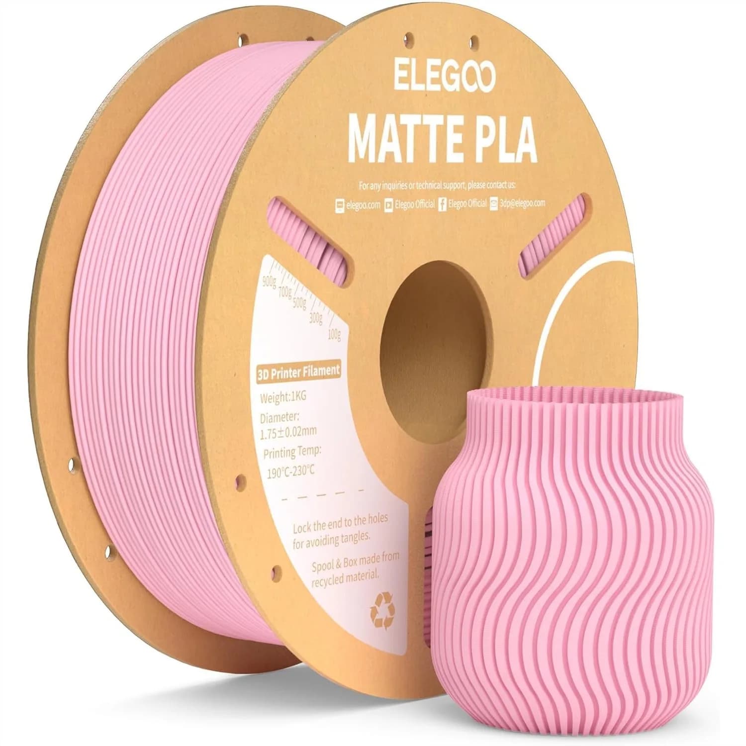 Filamento PLA Opaco 1.75mm Rosa Sakura 1kg per Stampante 3D FDM con Precisione Dimensionale +/-0.02mm