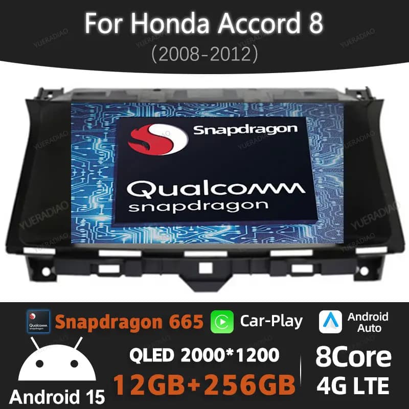 Android 15 Autoradio Per Honda Accord 8 Crosstour 2008 - 2012 Multimedia 2DIN 4G LTE Viedo Player NAVI Gation Qualcomm DSP BT