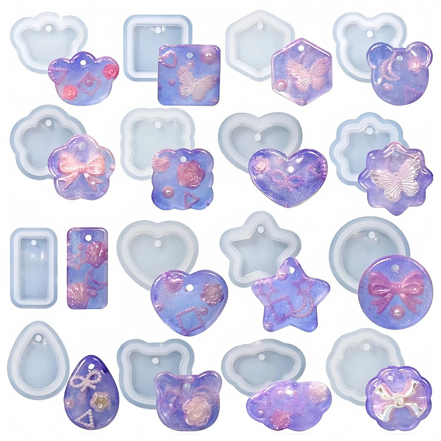 1/3PCS Portachiavi Ciondolo Stampo in Silicone Stampi fai da te Stampo in resina epossidica di cristallo di silicone per la collana Bracciale Creazione di gioielli Risultati