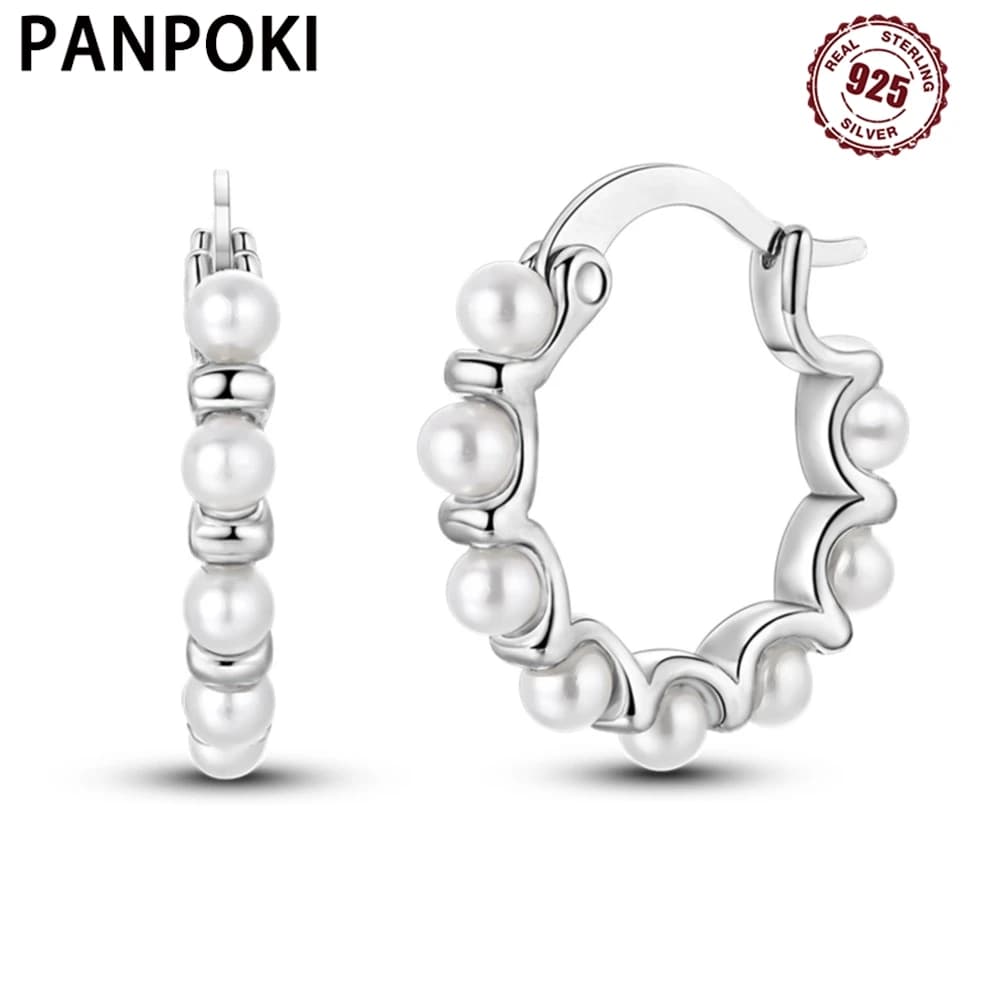 Orecchini di perle a forma di fiore semplice in argento sterling 925 Gioielli Orecchini a cerchio versatili per gioielli da donna Regali per feste di compleanno