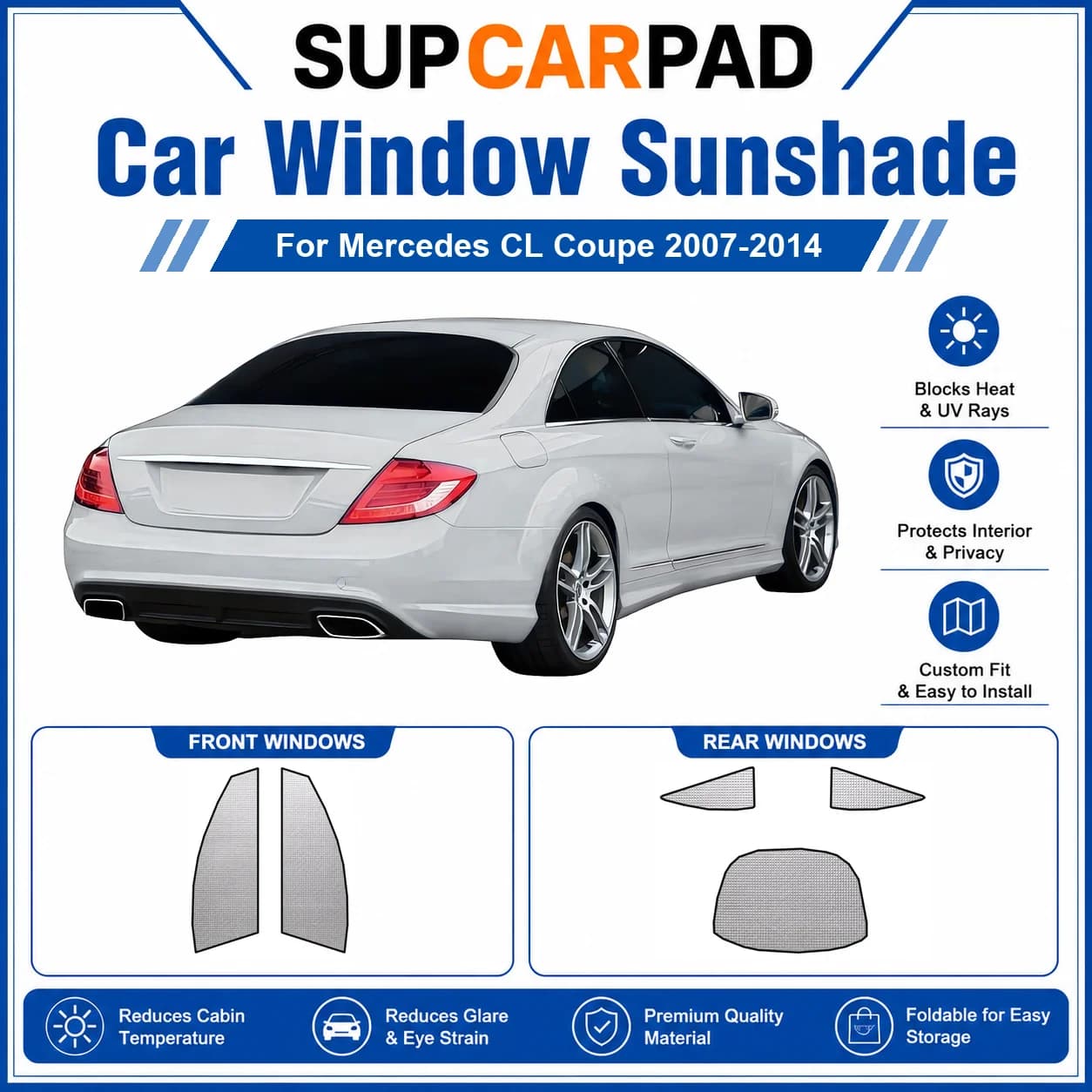 For Mercedes - Mercedes CL Coupe 2007-2014 Full Set Car Window Sunshades UV Block Privacy Heat Insulated Foldable Car Curtain
