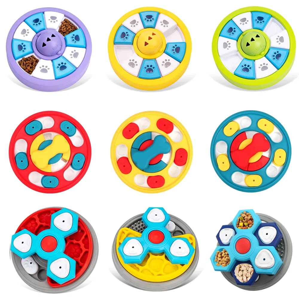 Interactive Pet Puzzle Slow Feeder Bowl Dogs Cats Food Dispenser Increase Puppy IQ Non-Slip Slow Eating Training Game Toy