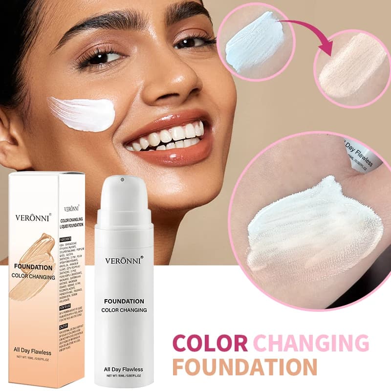 Fondotinta che cambia colore BB Cream, fondotinta idratante per il controllo dell'olio con effetto che cambia colore, trucco leggero con finitura opaca