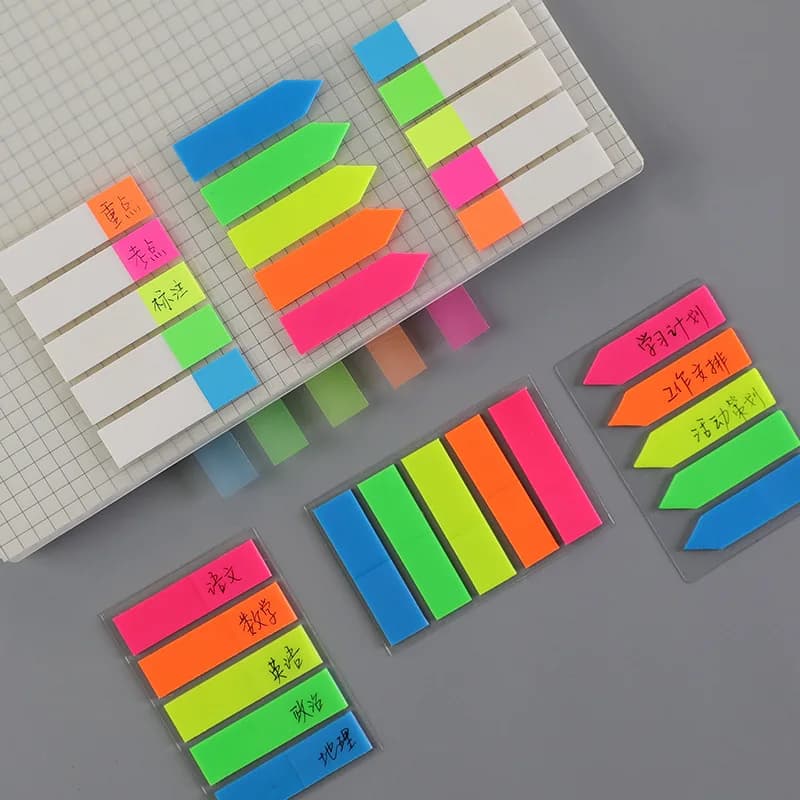 1 set per adesivi per agenda segnapagina, cancelleria per ufficio, scuola, colore trasparente, fluorescente, schede indice, bandiere, nota adesiva