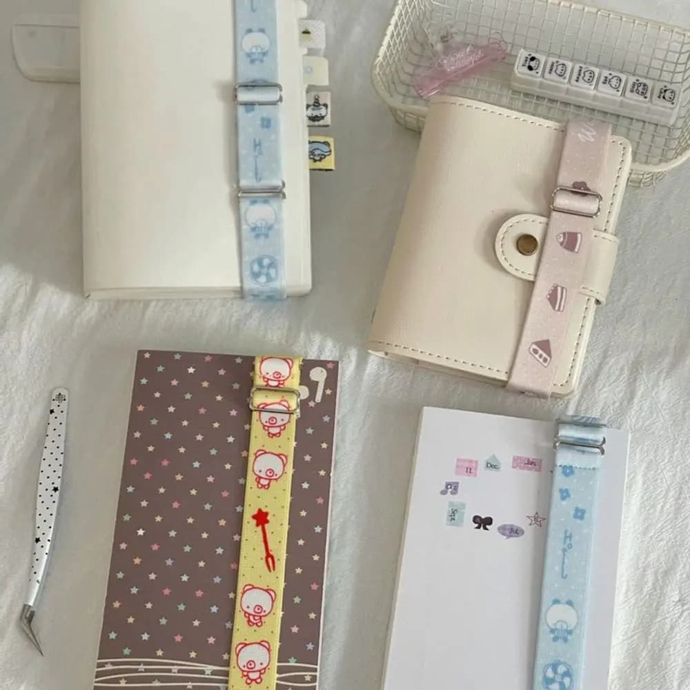 Cinturino Elastico Regolabile Kawaii per Quaderni e Agende, Cinturino Elastico con Cartoni Animati per Planner A7/M5/A5