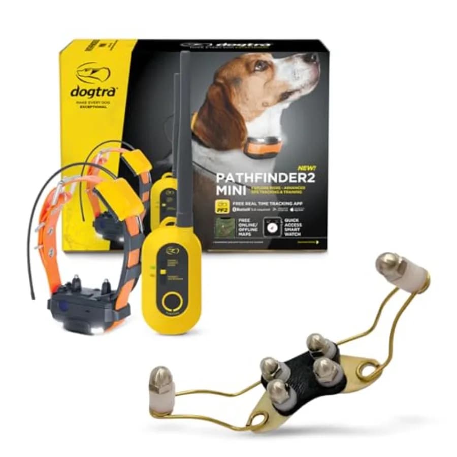 Collare GPS Pathfinder 2 Mini per Cani, per Uso Esterno, Punti di Contatto Alati in Titanio, Nero, Tracciamento a Lungo Raggio con LED