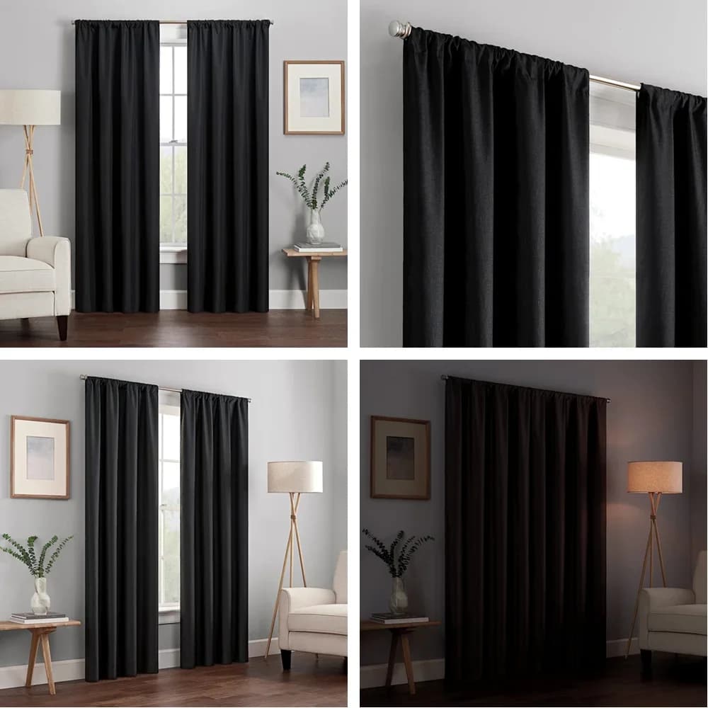 Tende oscuranti a pannello 1/2 pezzi Tende nere che riducono la luce con isolamento termico per la decorazione della finestra dell'ufficio della camera da letto del soggiorno