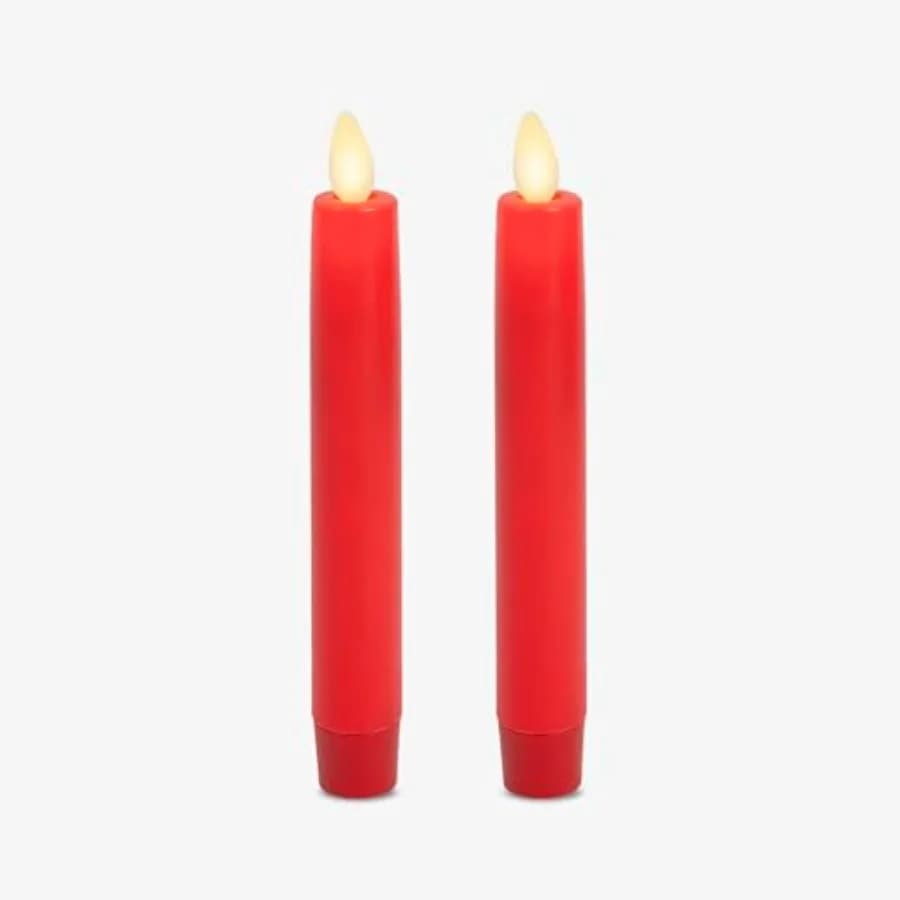 Set di 2 candele senza fiamma, 0,87 x 6,7 pollici, con parte superiore piatta, in vera cera, non profumate