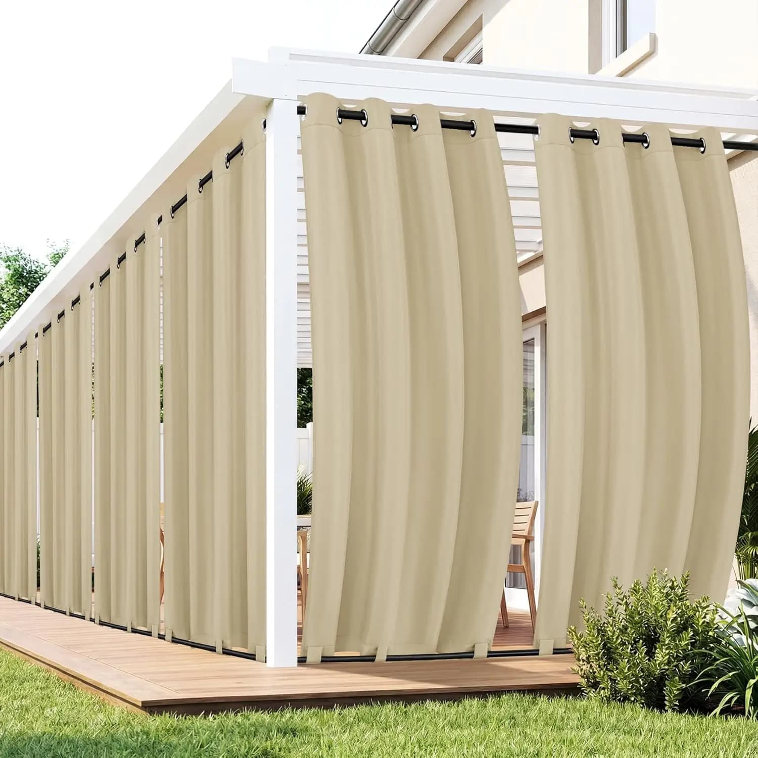 Tende da Esterno Impermeabili per Patio, Tende Antivento per Privacy Gazebo Pergola Portico, 54x84 Pollici Crema