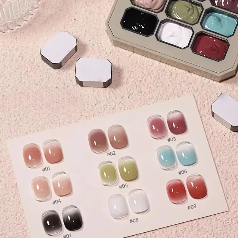 Smalto per Unghie Sfumato a 9 Colori ad Alta Saturazione, Unghie Blu, Unghie Rosa, Smalto UV LED
