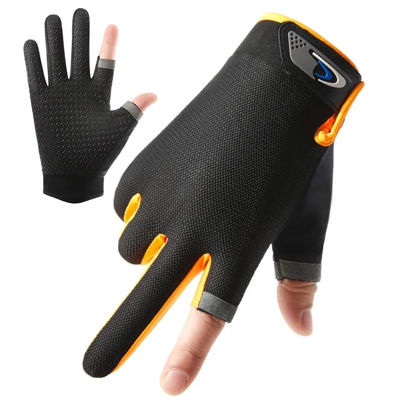 Women's Summer Fishing Gloves Sun-proof Breathable Cycling Fitness Gloves with men's touchscreen with two fingers cut