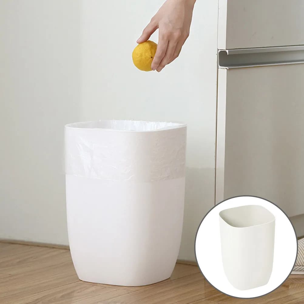 Single Layer Trash Can Plastic Modern Style Non-Slip Base for Entryway Bathroom Office Waste Basket Garbage Bin