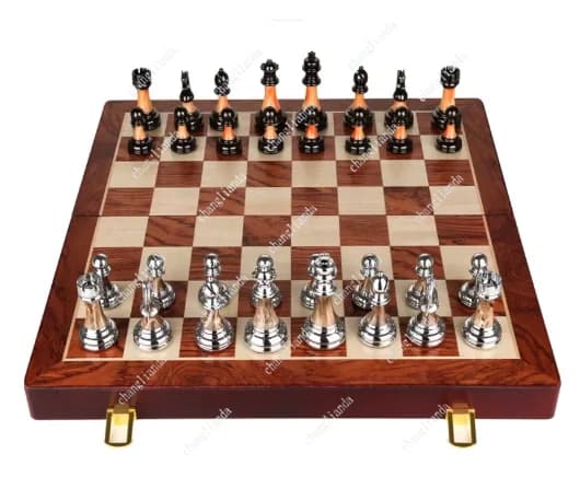 Chess high-end gift box set solid wood folding board imitation jade pieces vintage European ornaments
