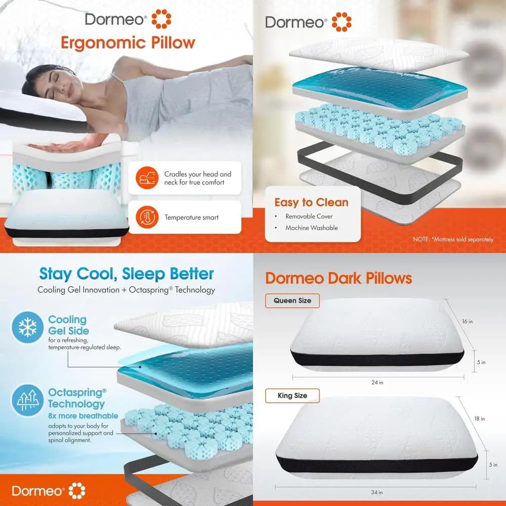 Ergonomic cushion with gel infusion for sleeping on the side, for comfort of the neck and shoulders - Single
