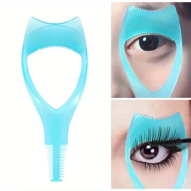 Modello applicatore mascara 3 in 1 con protezione e custodia per piegaciglia, supporto per eyeliner, aiuto per ciglia, trucco per strumenti per il disegno delle sopracciglia