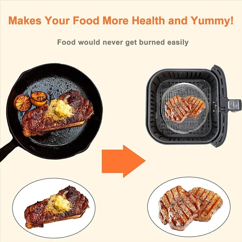 A62K Reusable Air Frying Mat - 8.07 inch Air Frying Mat Compatible for Air Frying Machine, Air Frying Accessories