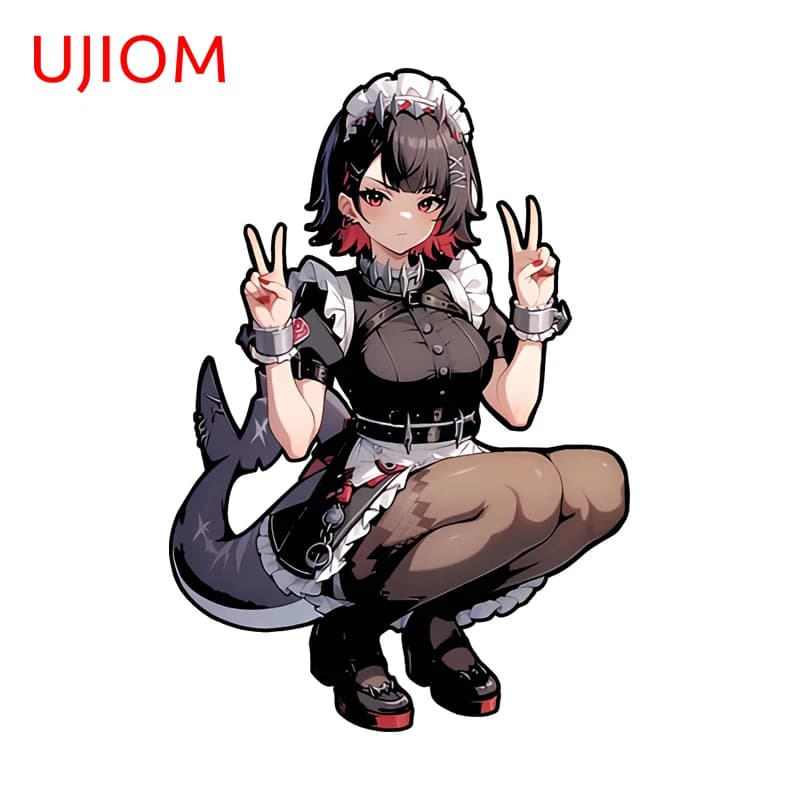 UJIOM Bellissimo adesivo da parete Waifu Figura anime Ellen Joe Attraente grafica accovacciata Decalcomania Decorazione armadio cucina