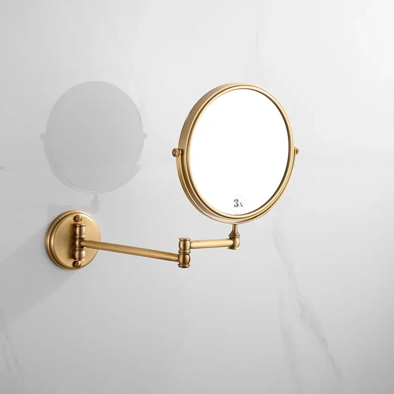 Antique Brass Bath Mirrors 3 x Magnifying Mirror of Bathroom Makeup Mirror Folding Shave 8" Dual Side Wall Round Mirrors Kba627