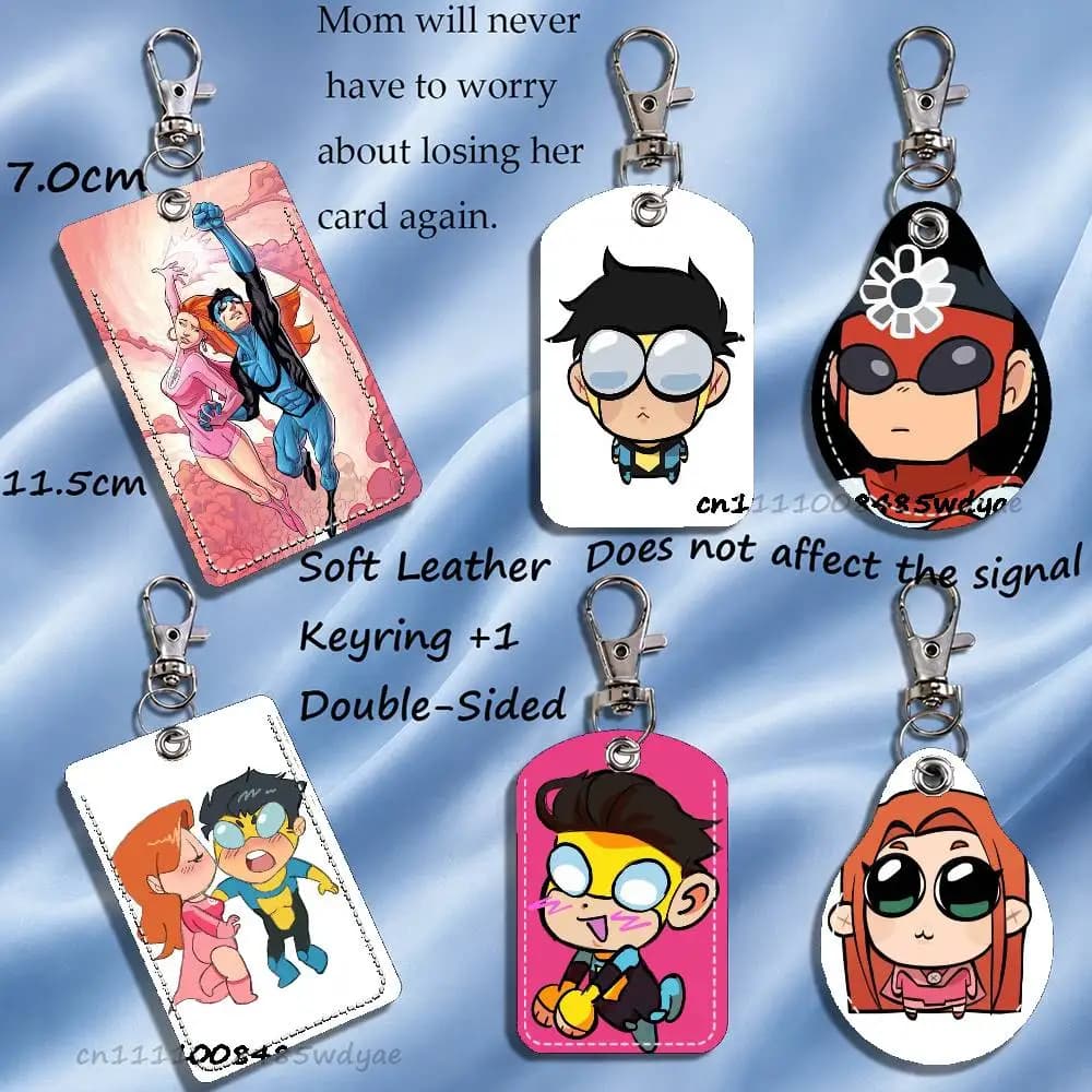 Portacarte in Pelle Super Hero I-Invincible Icons con Portachiavi e Anello Portachiavi per Carte di Trasporto
