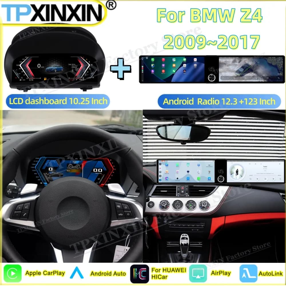 For BMW Z4 2009~2017 Auto Gauge LCD Dashboard + Android Car Radio Stereo Receiver Multimedia Player GPS Navigation Head Unitr2