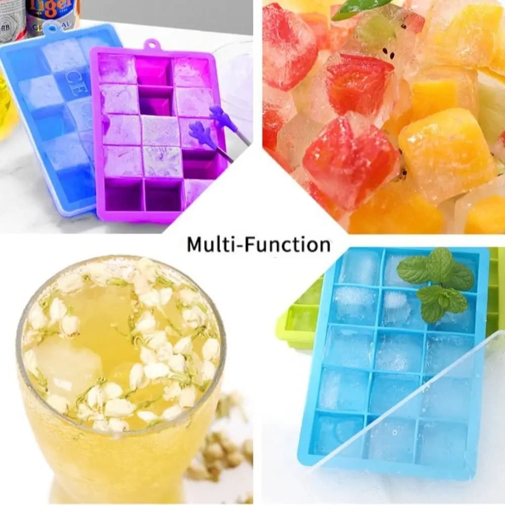 Nuovo Stampo per Cubetti di Ghiaccio in Silicone con 15 Scomparti e Coperchio, Stampo Quadrato per Ghiaccio e Gelatina per Cocktail e Feste