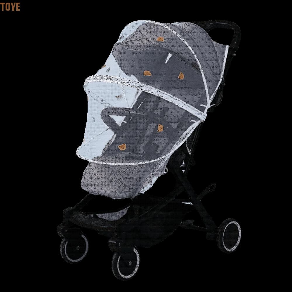 Zanzariera per passeggino ventilata e sicura con cerniera, ricamo a cartoni animati, pieghevole, per neonati, estiva