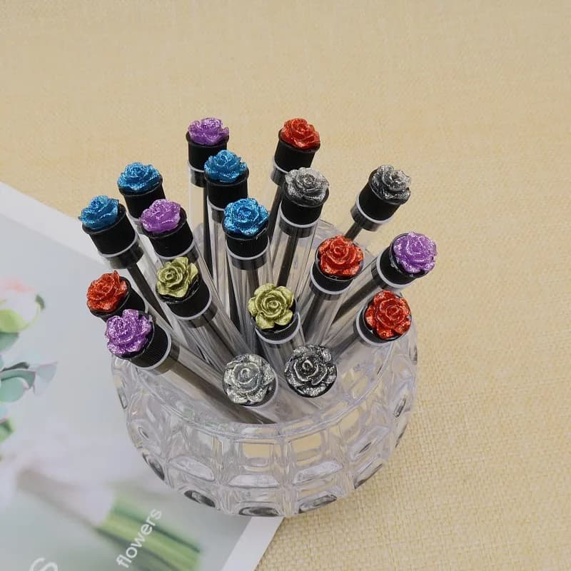 50Pcs Shimmering Rose Portable Disposable Mascara Eyelash Brushes Dustproof Eyelash Extension Tool Crystal Eyelash Brush Wand