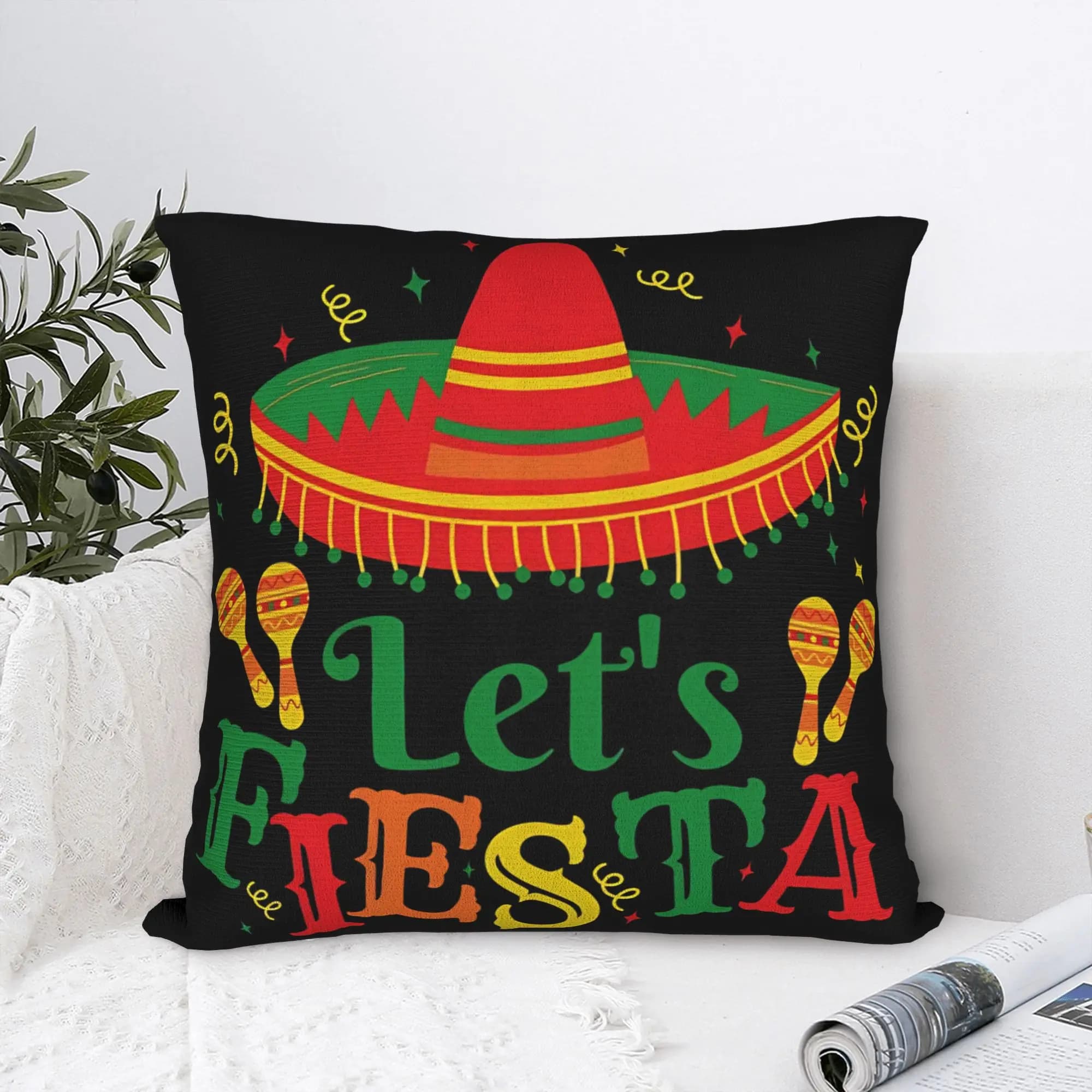 Pillow Cover Let's Shift Party Fiesta Mexican Amigo Cinco De Mayo Trendy Pillow Case For Sofa Couch Bed Living Room Pillowcases
