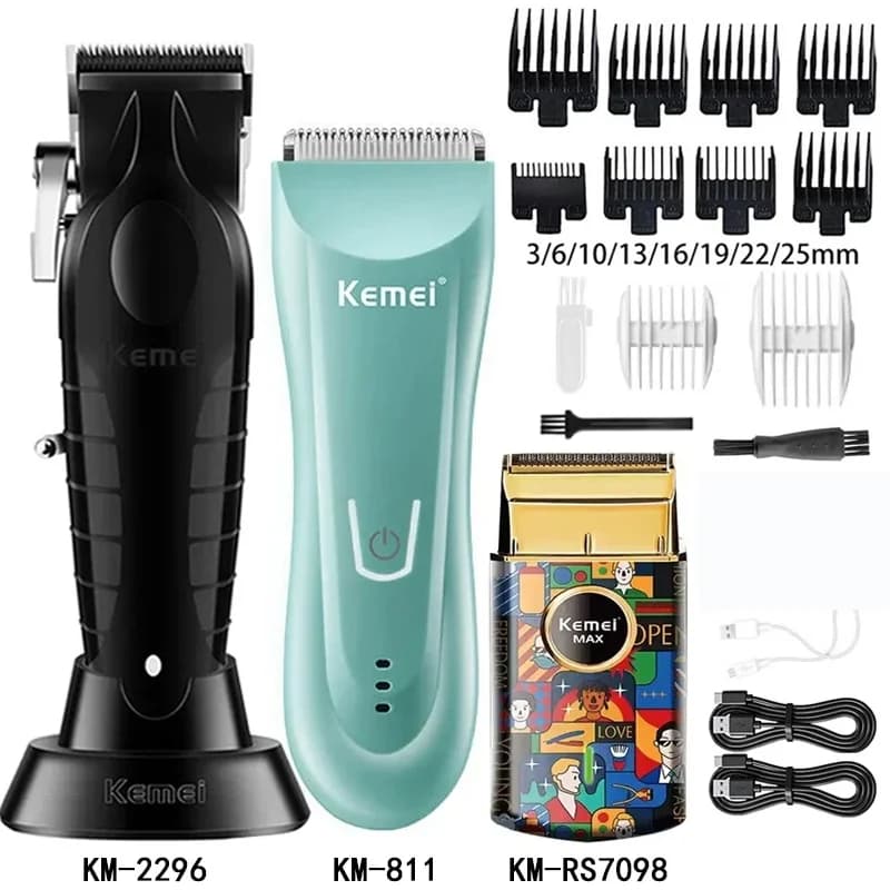 Tagliacapelli Kemei Km-2296 Km-811 Km-RS7098, Macchina per Taglio Capelli Professionale, Rasoio Ricaricabile Senza Fili per Barbiere