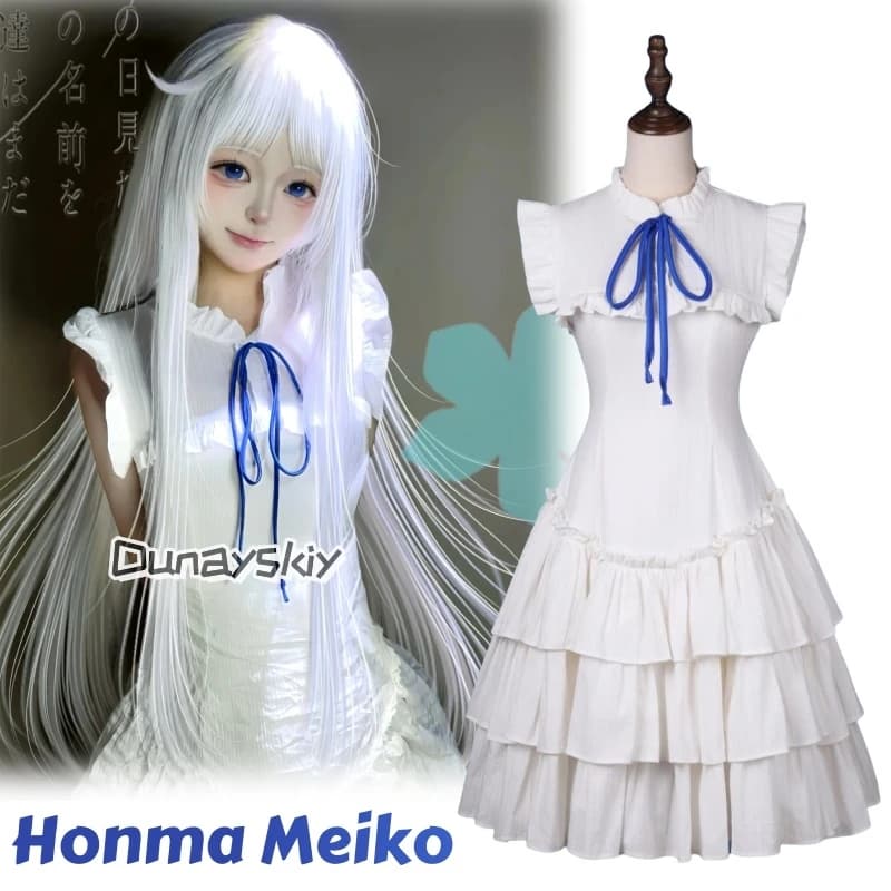 Anime Anohana Il fiore che abbiamo visto quel giorno Honma Meiko Cosplay ′′ Ges Abito da ragazza Dolce e carino Lolita Uniforme Abiti estivi quotidiani