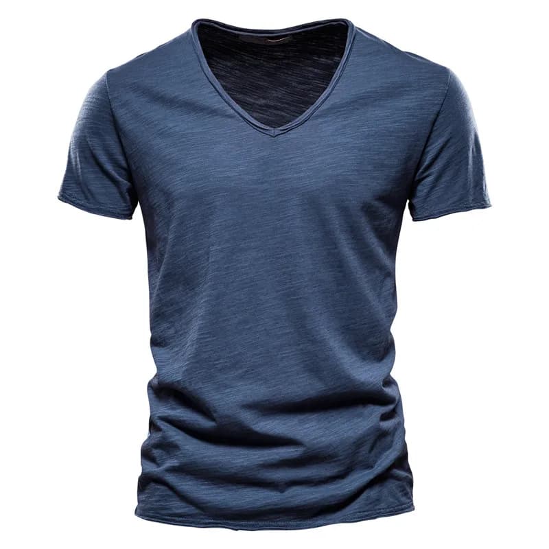 AIOPESON100% Men's Cotton T-Shirt With Neck A V Fashion Design Slim Fit Soild T-Shirt T-Shirt Sleeve T-Shirt T-Shirt For Men