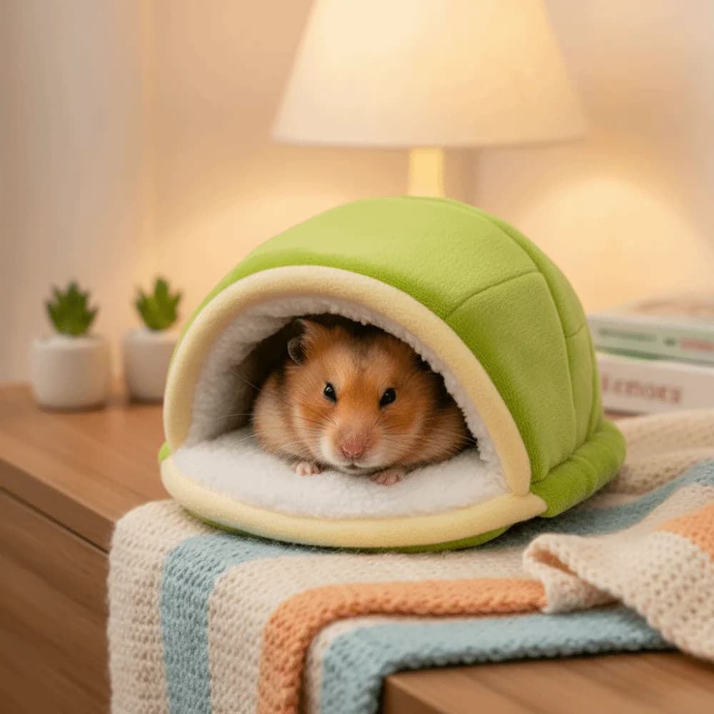 Hot nest for portable hamster shaped turtle shell, washable, winter bird nest, cozy and soft sleeping bag for hamsters for golden bear
