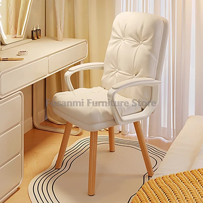 Sedia moderna per computer da ufficio con gambe in legno Sedie eleganti per la casa Vanity Sedia da gioco morbida con schienale ergonomico a doppio imbottito