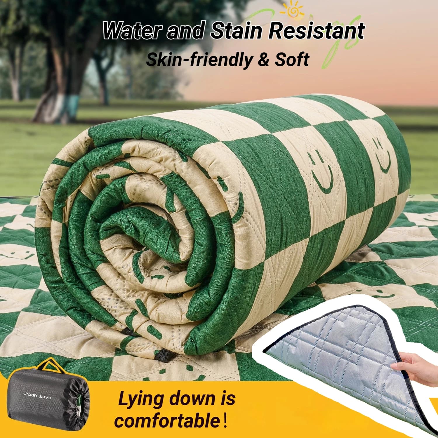 Outdoor picnic mat thickened version, waterproof mat, camping equipment, portable picnic mat with enclosure.