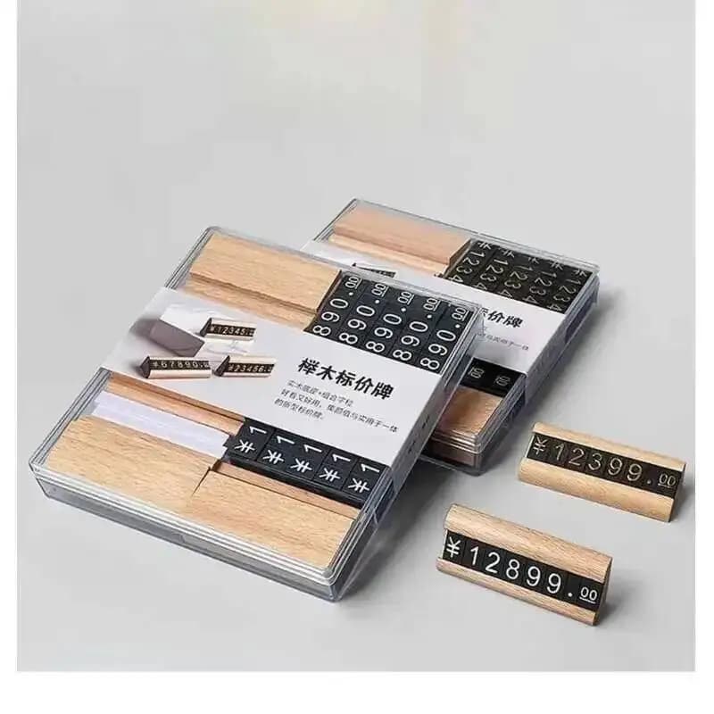10 set/scatola Mini etichetta prezzo cartello porta cartello supporto orologio gioielli piccoli cartelli prezzo regolabili in legno