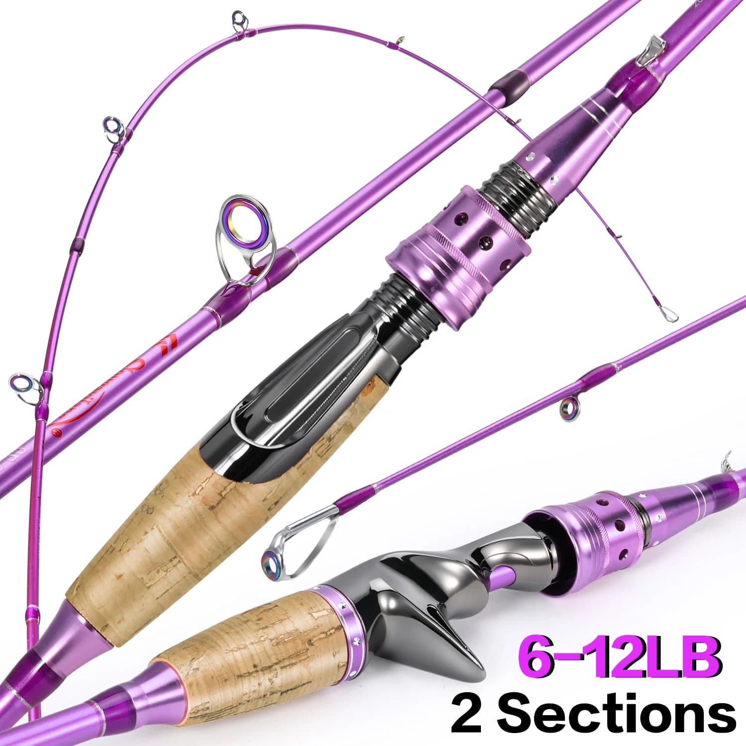 Sougayilang Canna da pesca con esca a 2 sezioni Canna da pesca con polare in carbonio 1.8/2.1m Max Drag 6-12lb Canna da spinning Pesca d'acqua dolce Pesca