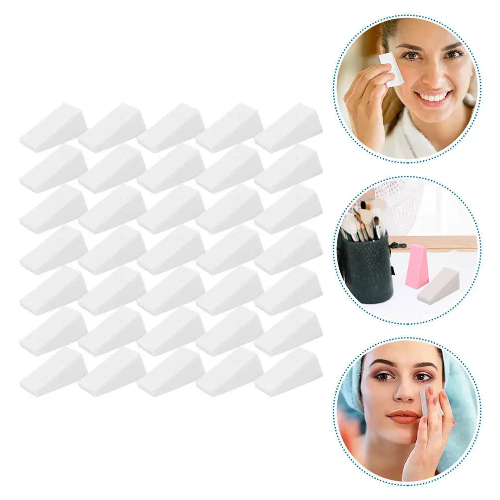 50 Spugne per Trucco Viso, Utilizzo Bagnato o Asciutto, per Fondotinta, Cipria e Crema, Morbide ed Elastiche, Portatili
