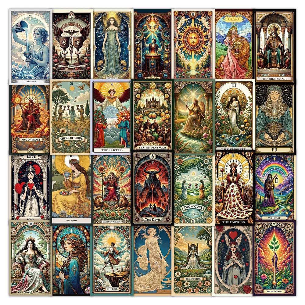 48/96 pezzi adesivi rettangolari tarocchi artistici resistenti allo sbiadimento spessi per telefono portatile chitarra casco auto atmosfera decorazioni decalcomanie