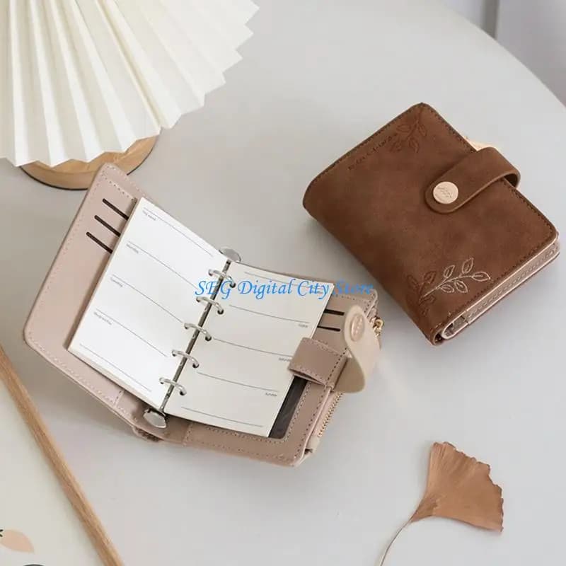 Il pianificatore budget ricaricabile U75B include 5 anelli per raccoglitore in pelle PU, tasca per monete con cerniera e slot