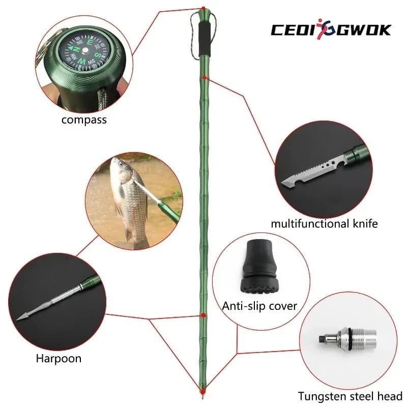 CEOI GWOK Foldable Aluminum Walking Sticks Hiking Shock Absorbing Lightweight Trekking Poles Outdoor Adventure Gear 113-145CM
