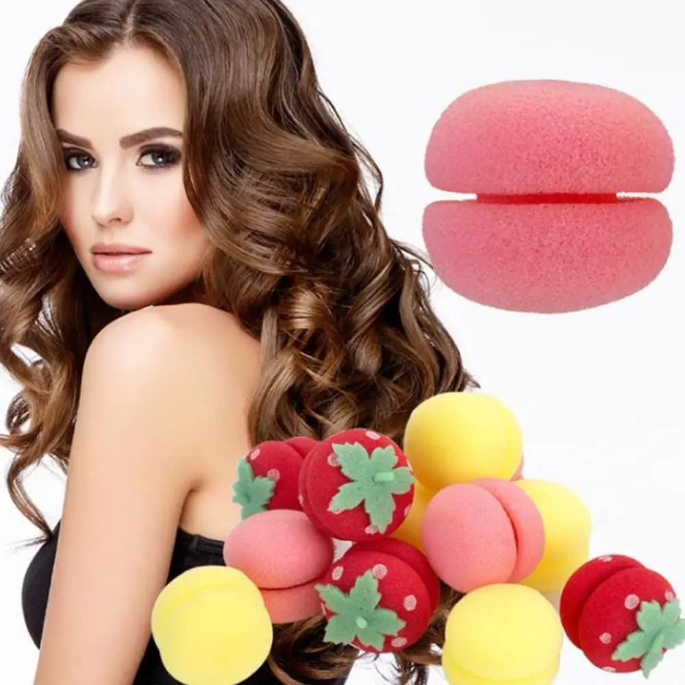 6PCS FAI FROM YOU Sponge Rollers Bigodini Bouncy Curling Hair Head Strawberry Bigodino Hair Long Tools For Hair Styling