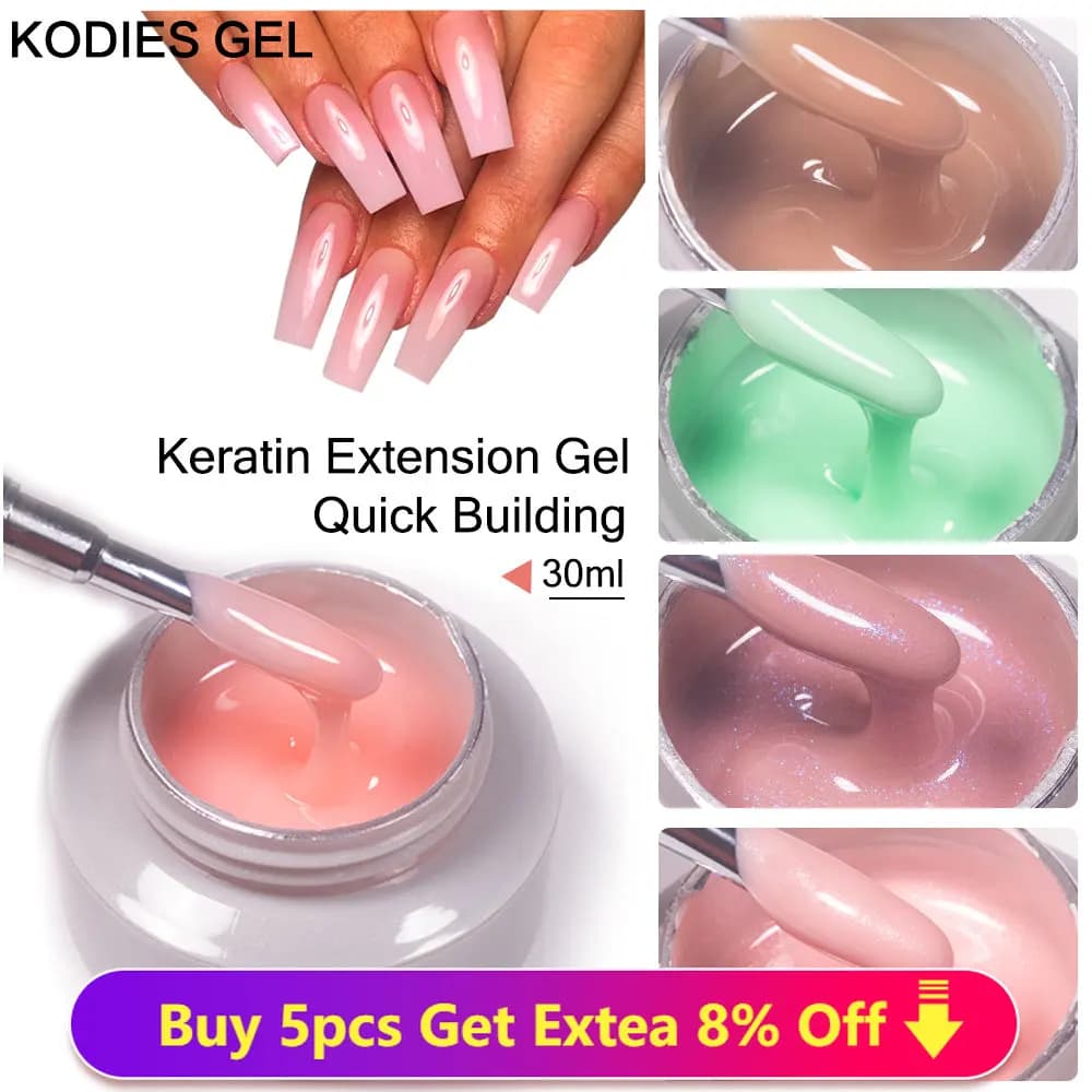 KODIES GEL Builder Nail Gel for Extension 30ML Semi Permanent UV/LED Poly Hard Gel Keratin Protein Varnish for Nail Art Manicure